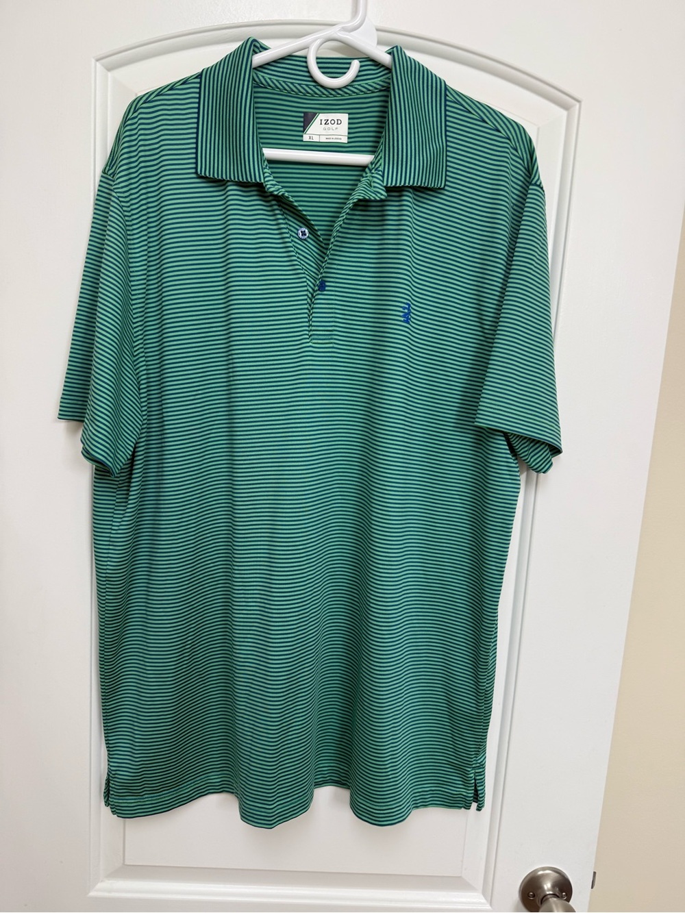 Izod Green and Black Micro-Striped Polo